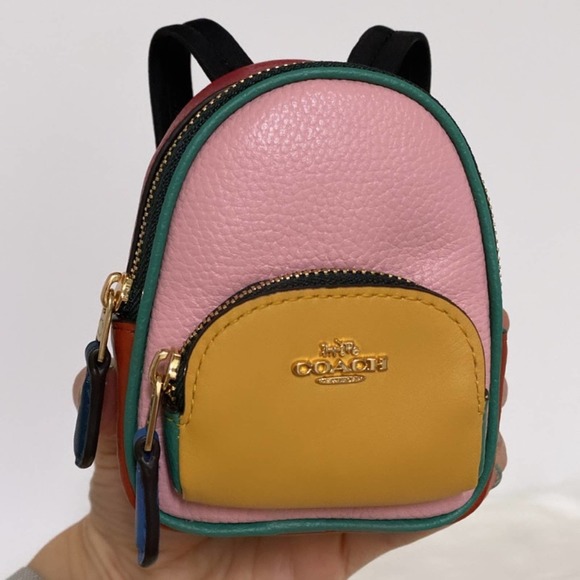 Coach Handbags - New Coach Mini Court Backpack Bag Charm in Colorblock/ Leather